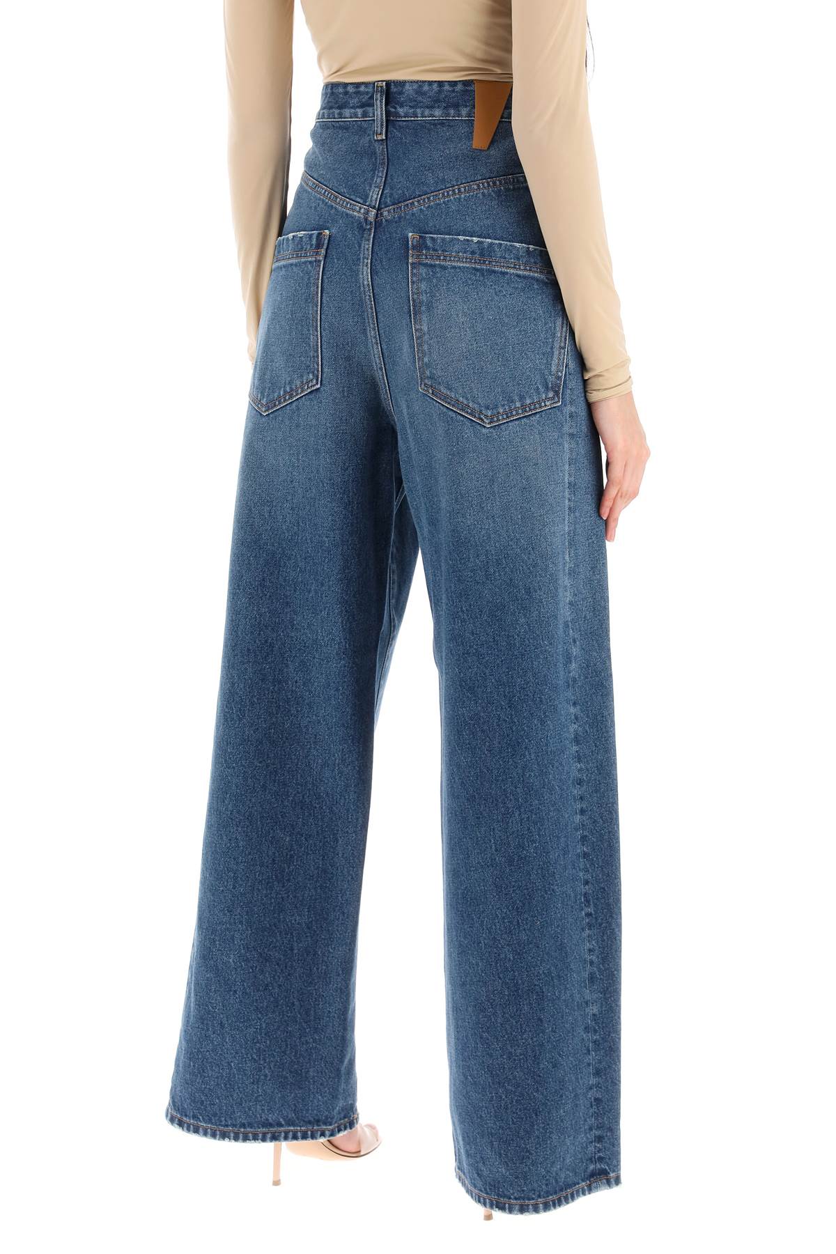 'ines' Baggy Jeans With Folded Waistband  - Light Blue