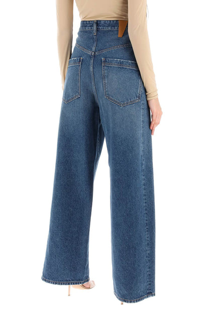 'ines' Baggy Jeans With Folded Waistband  - Light Blue