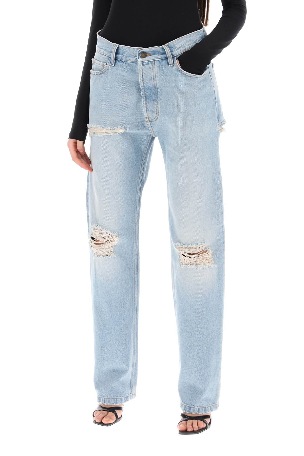 Naomi Jeans With Rips And Cut Outs  - Light Blue