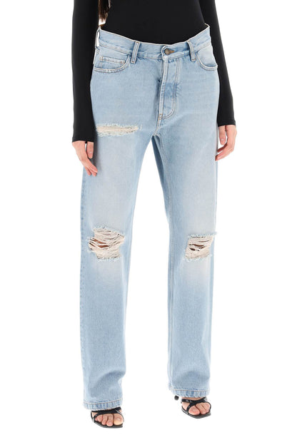 Naomi Jeans With Rips And Cut Outs  - Light Blue