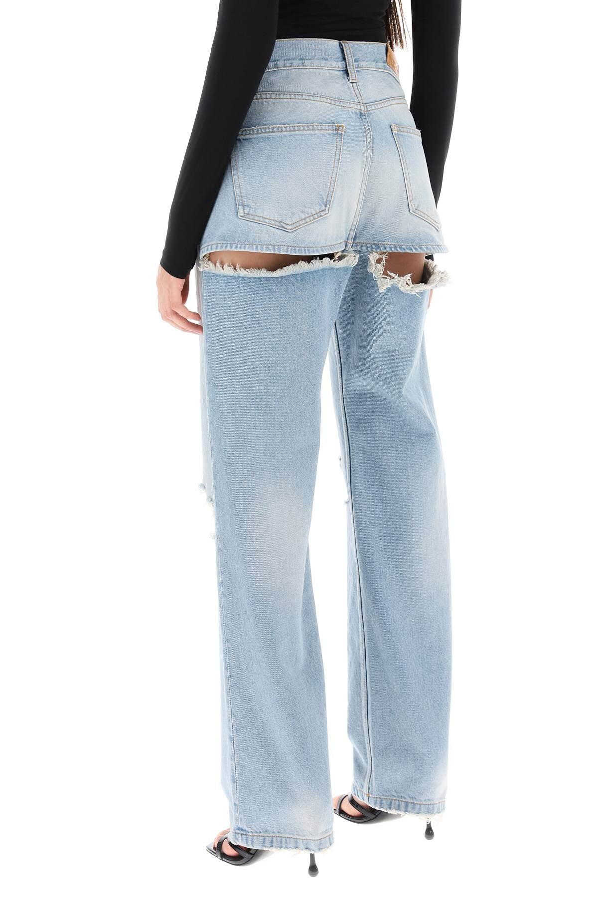 Naomi Jeans With Rips And Cut Outs  - Light Blue