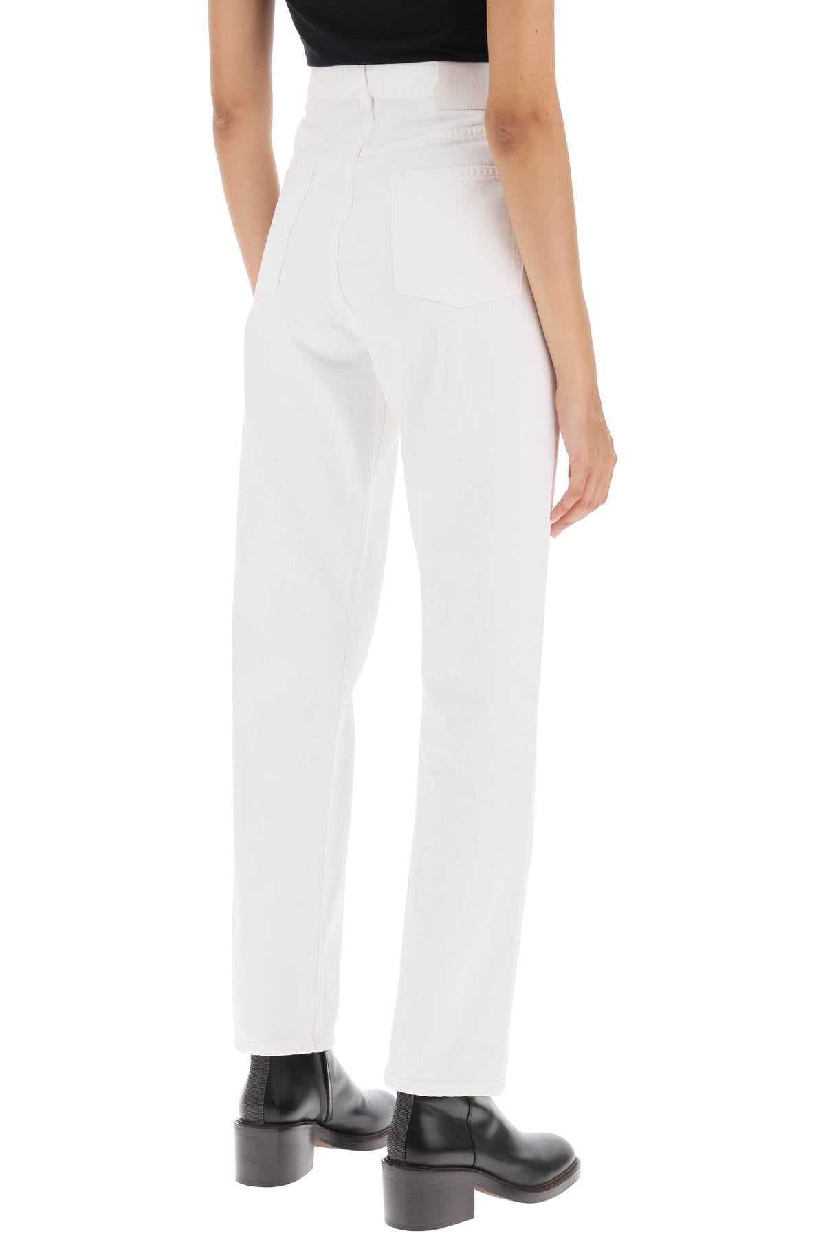 Cropped Straight Cut Jeans  - Bianco