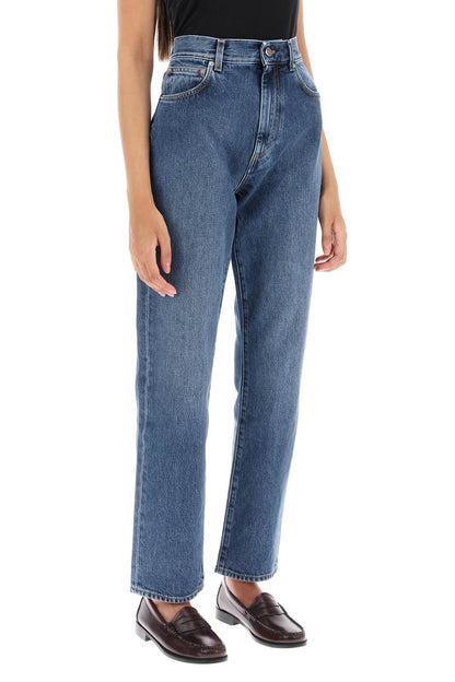 Cropped Straight Cut Jeans  - Blu