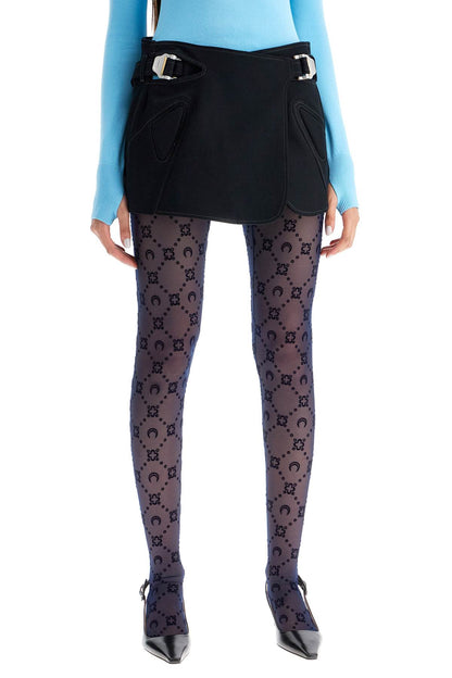 Recycled Mesh Moonogram Tights  - Blu