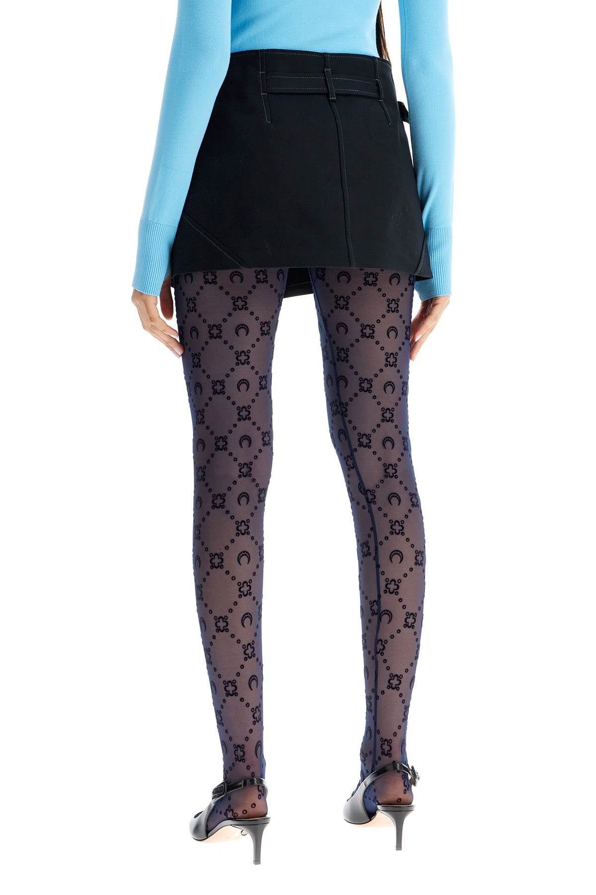 Recycled Mesh Moonogram Tights  - Blu