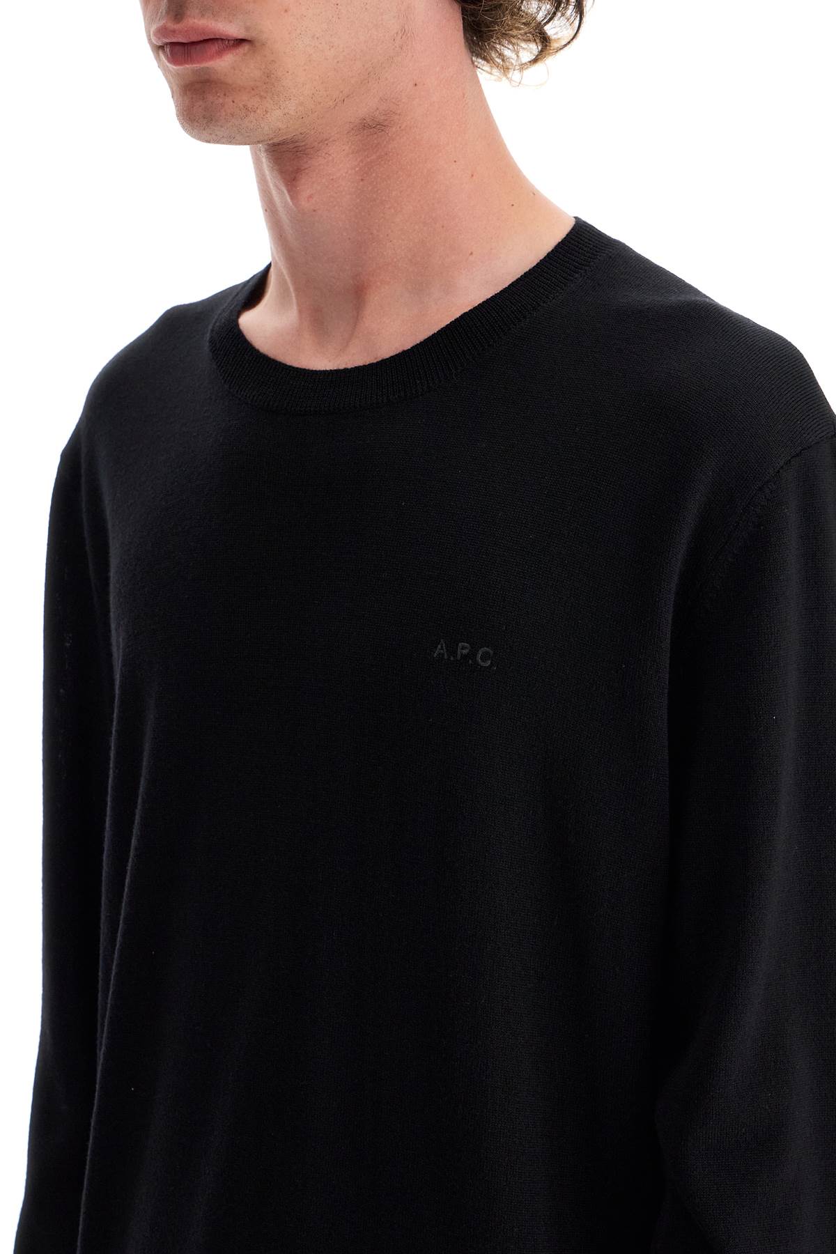 Wool Crewneck Pullover  - Black