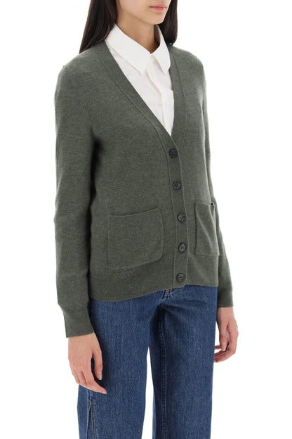 'louisa' Cardigan In Virgin Wool  - Verde