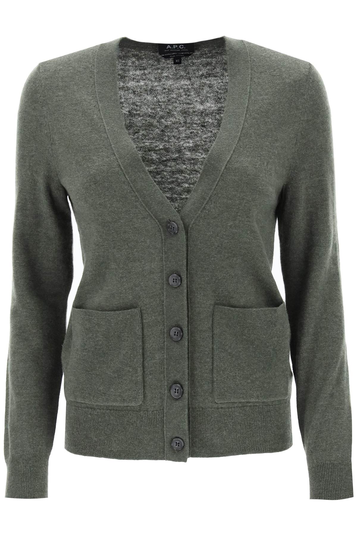 'louisa' Cardigan In Virgin Wool  - Verde