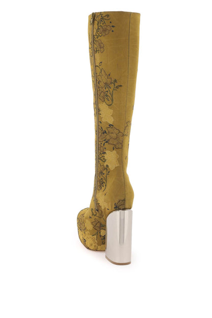 Embroidered Jacquard High Boots  - Oro