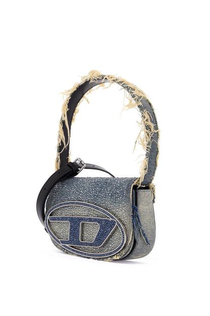 1dr Denim And Crystal Shoulder Bag  - Blue