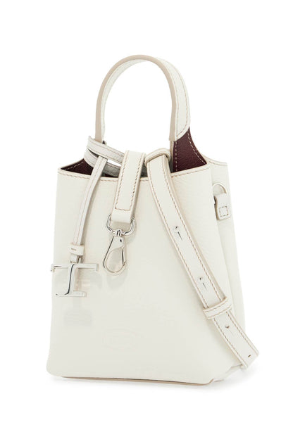 White Calf Leather Crossbody Bag With Burgundy Details  - White