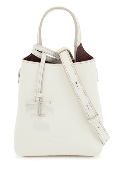 White Calf Leather Crossbody Bag With Burgundy Details  - White