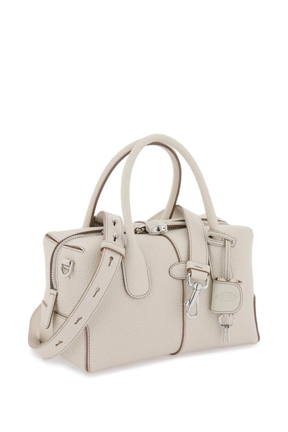 Grained Leather Bowling Bag  - Bianco