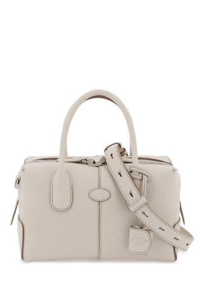 Grained Leather Bowling Bag  - Bianco