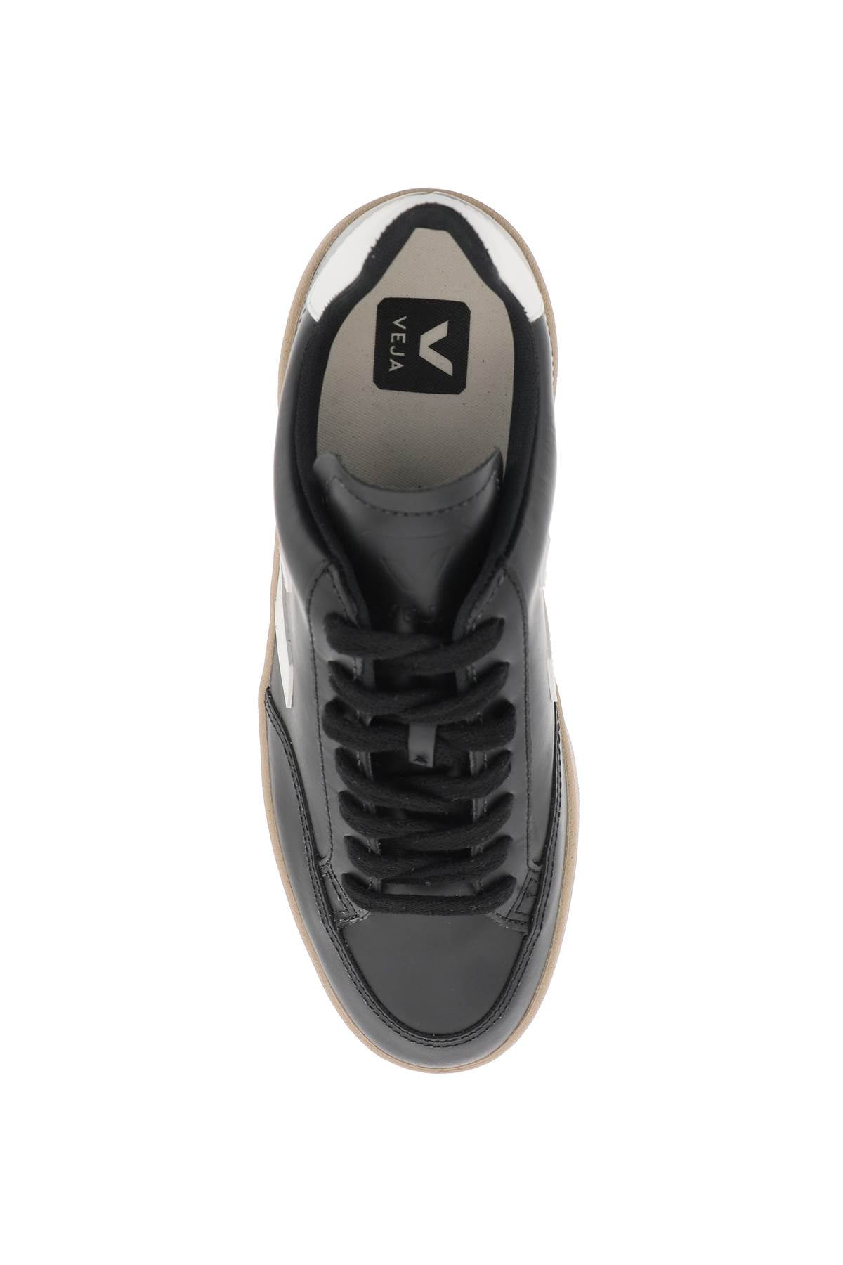 Leather V-12 Sneakers  - Black