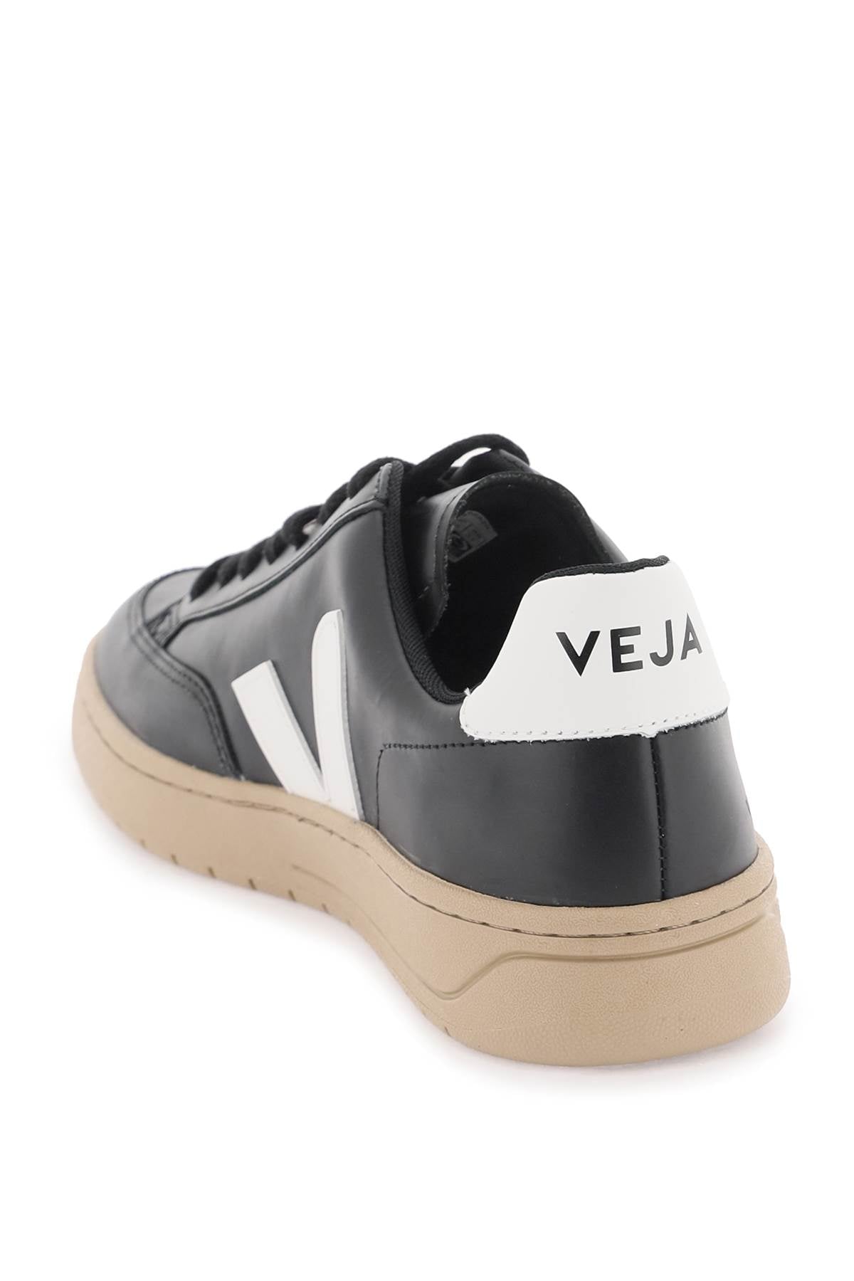 Leather V-12 Sneakers  - Black