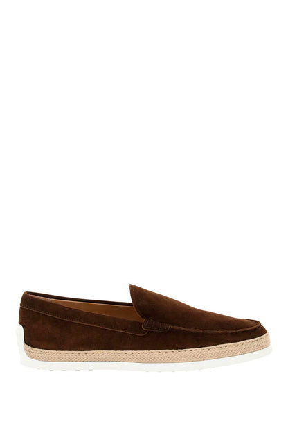 Suede Slip-on With Rafia Insert  - Brown