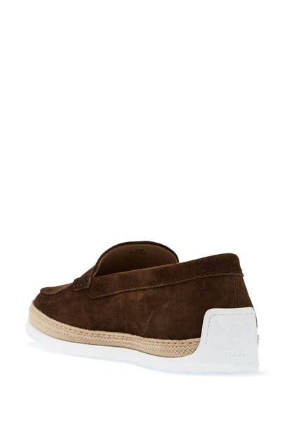 Suede Slip-on With Rafia Insert  - Brown