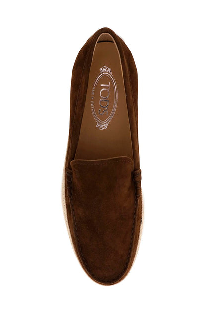 Suede Slip-on With Rafia Insert  - Brown