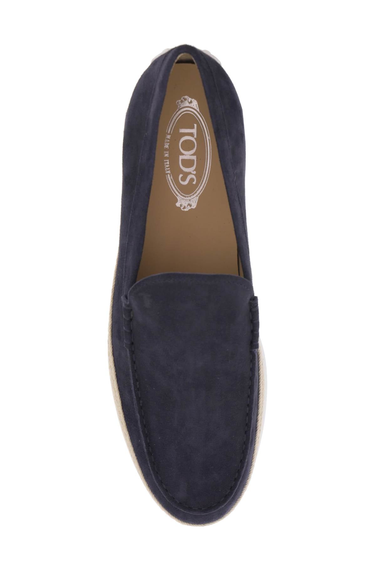 Suede Slip-on With Rafia Insert  - Blue