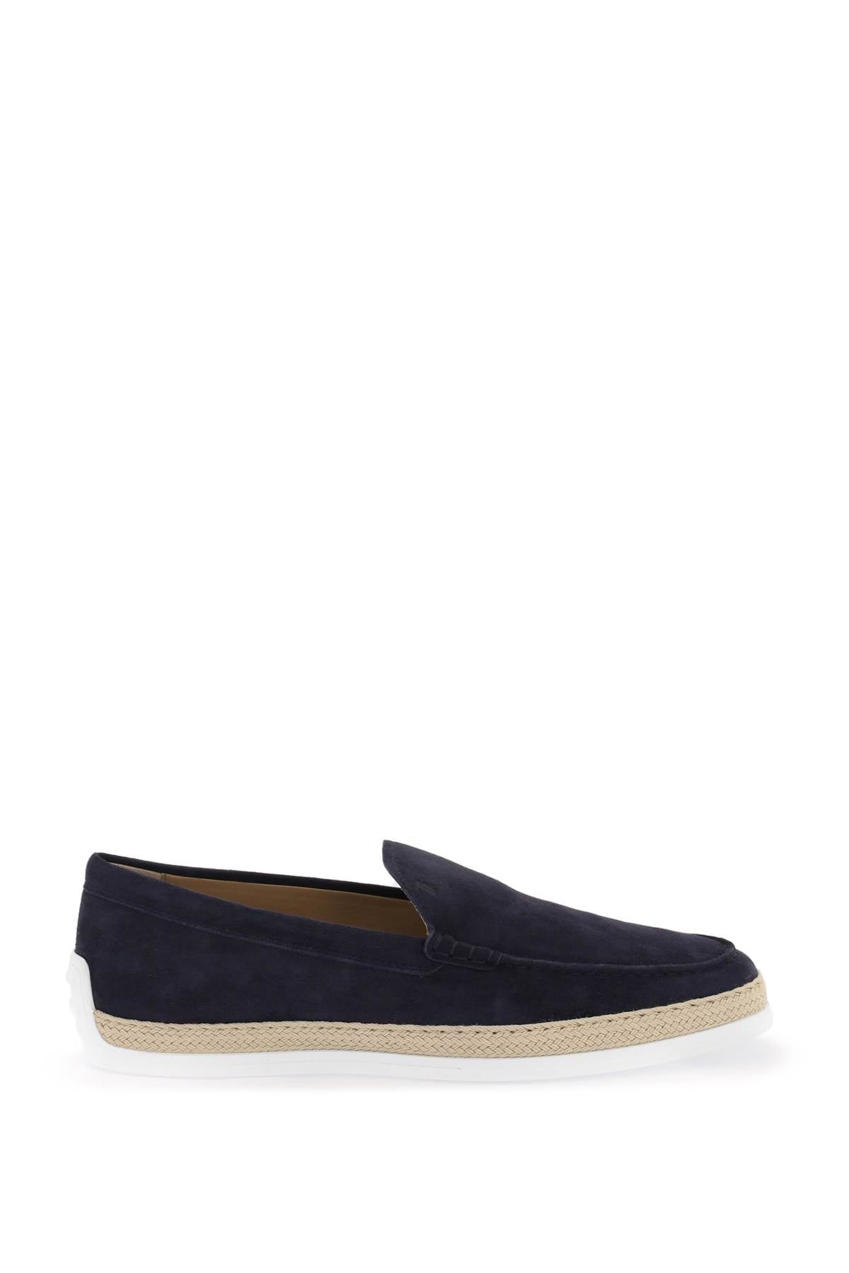 Suede Slip-on With Rafia Insert  - Blue