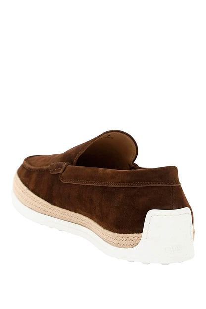 Suede Slip-on With Rafia Insert  - Brown