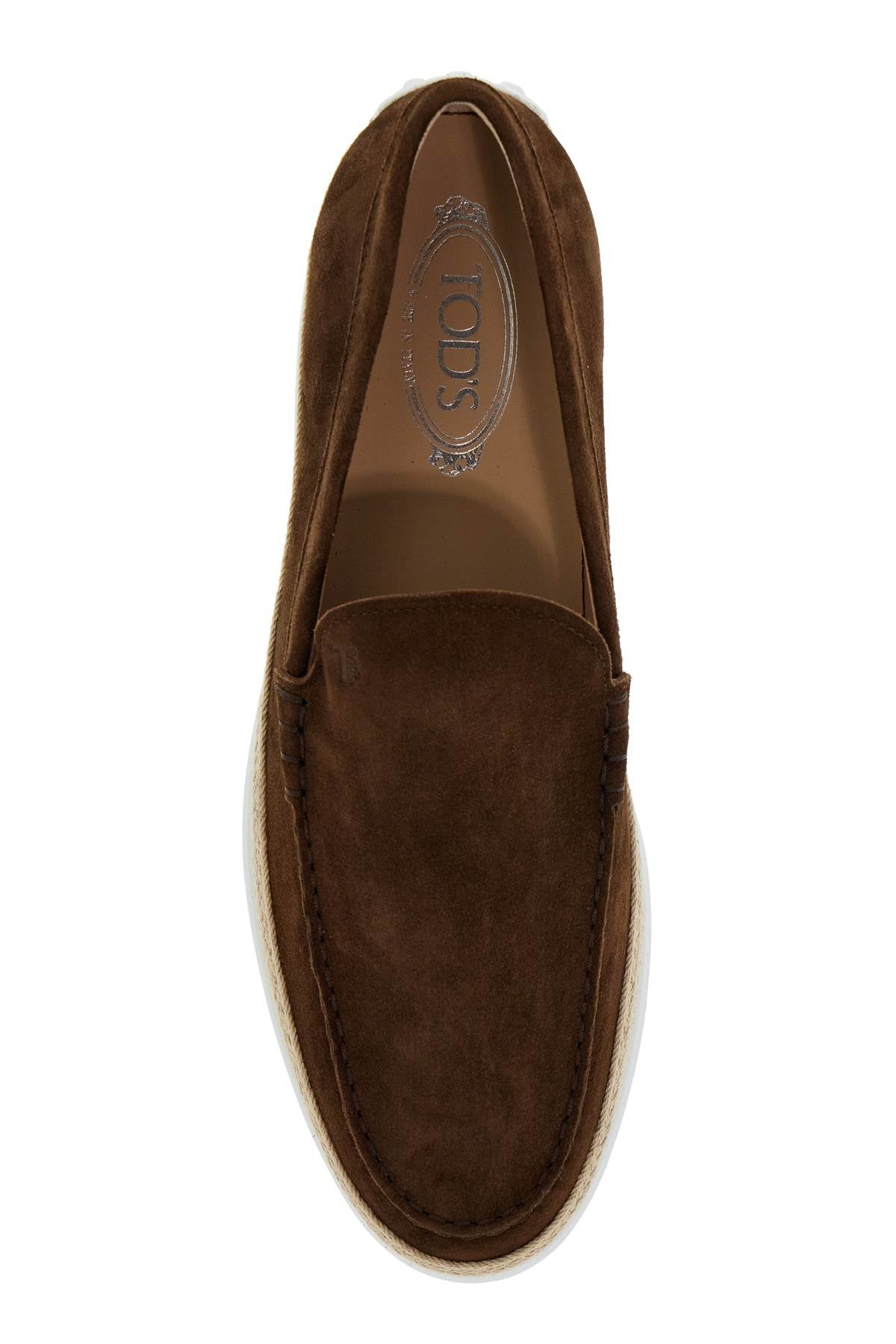 Suede Slip-on With Rafia Insert  - Brown