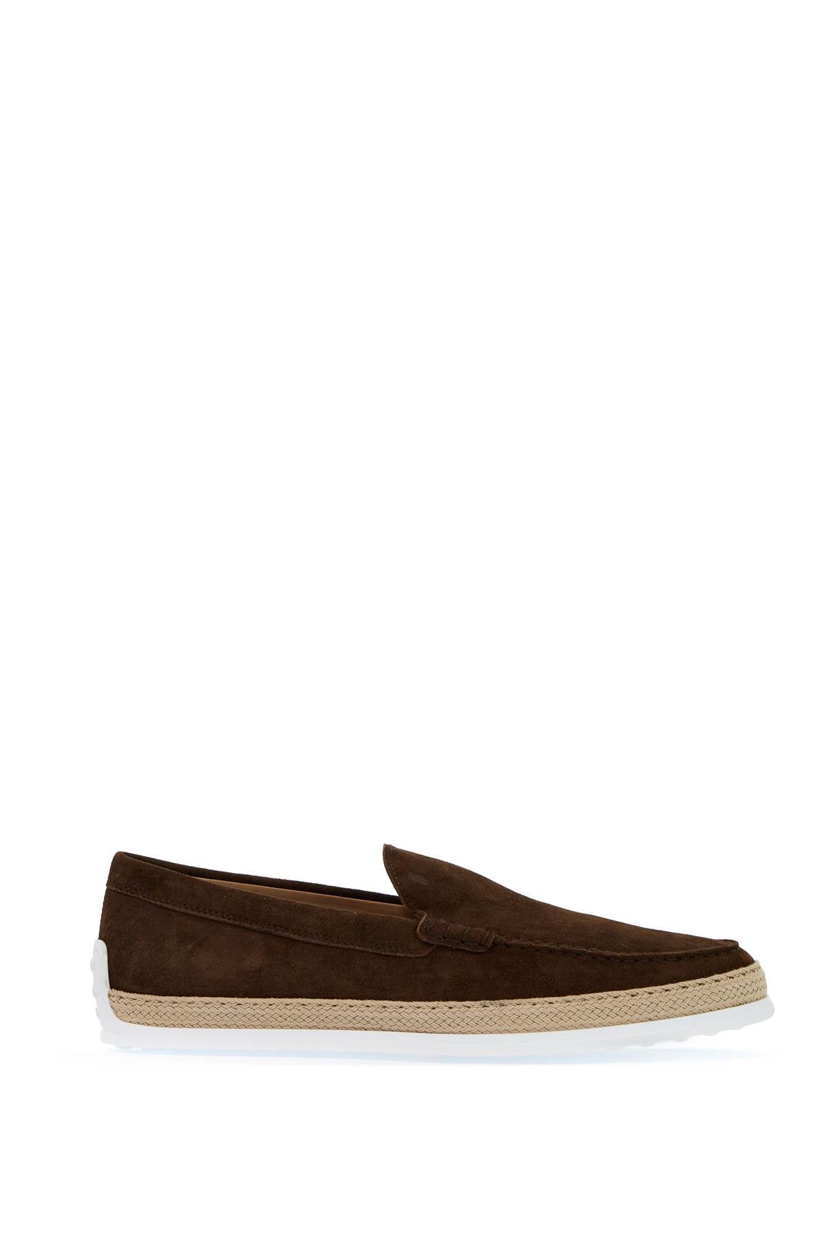 Suede Slip-on With Rafia Insert  - Brown