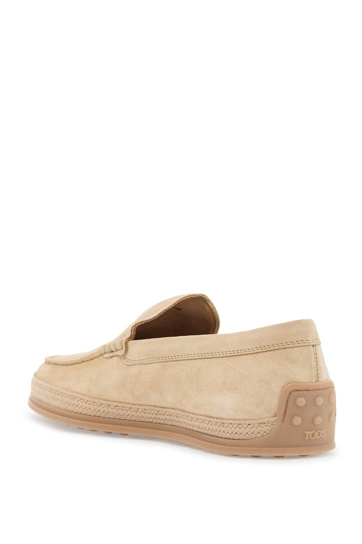 Beige Woven Leather Slip-on Loafers With Rubber Sole  - Beige