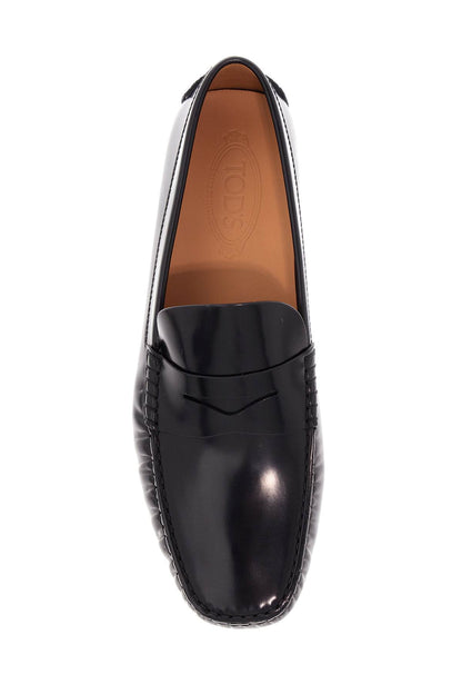 Men's Black Calfskin Loafers With Elegant Insert And Rubber Sole  - Black