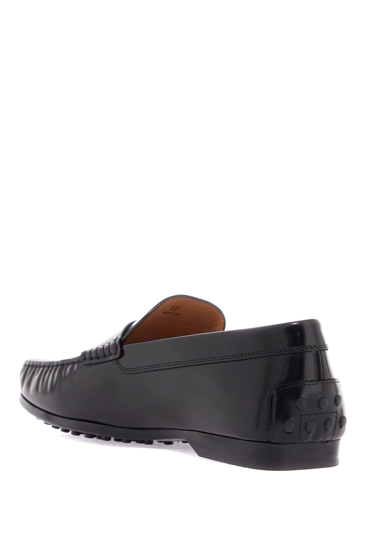 Men's Black Calfskin Loafers With Elegant Insert And Rubber Sole  - Black