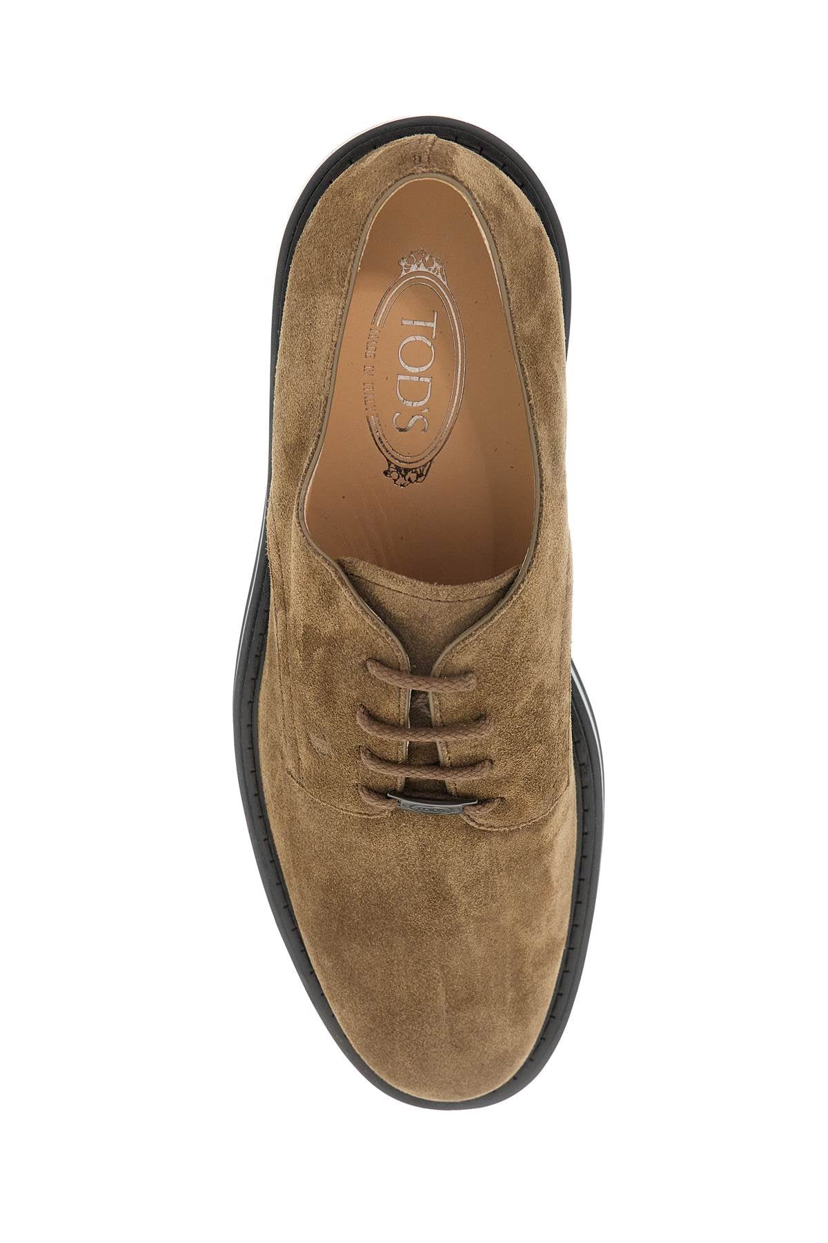 Suede Leather Lace-up Shoes  - Brown