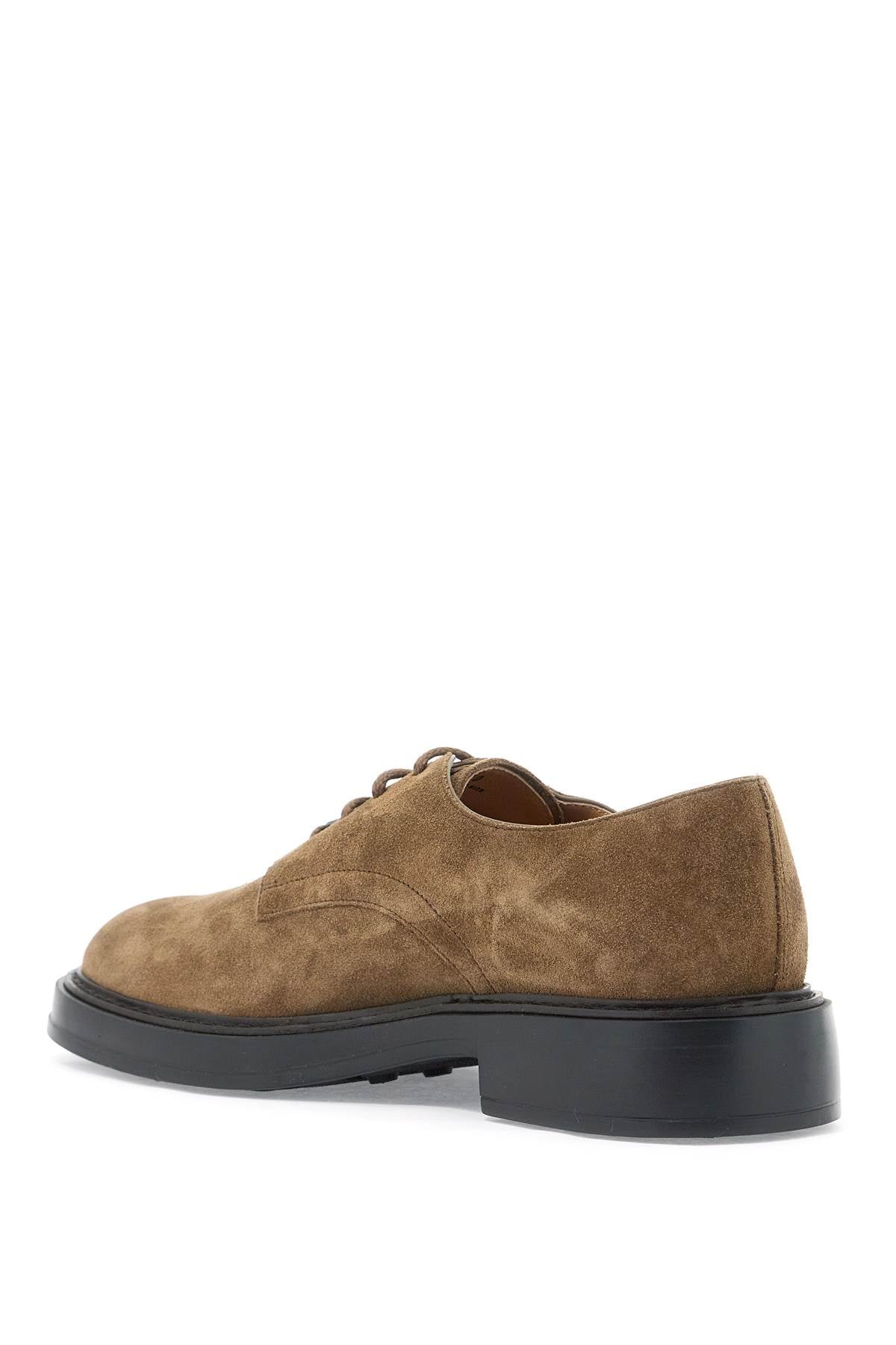 Suede Leather Lace-up Shoes  - Brown