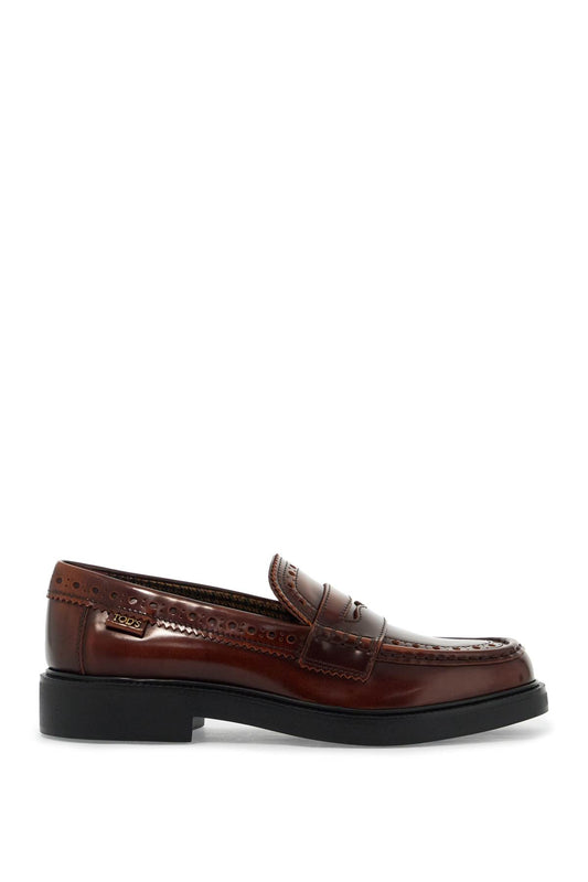 Leather Brogue Loafers  - Marrone