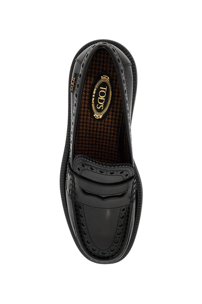 Leather Brogue Loafers  - Black