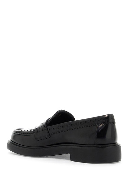 Leather Brogue Loafers  - Black