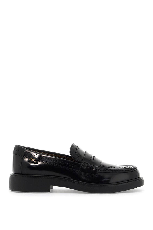 Leather Brogue Loafers  - Nero