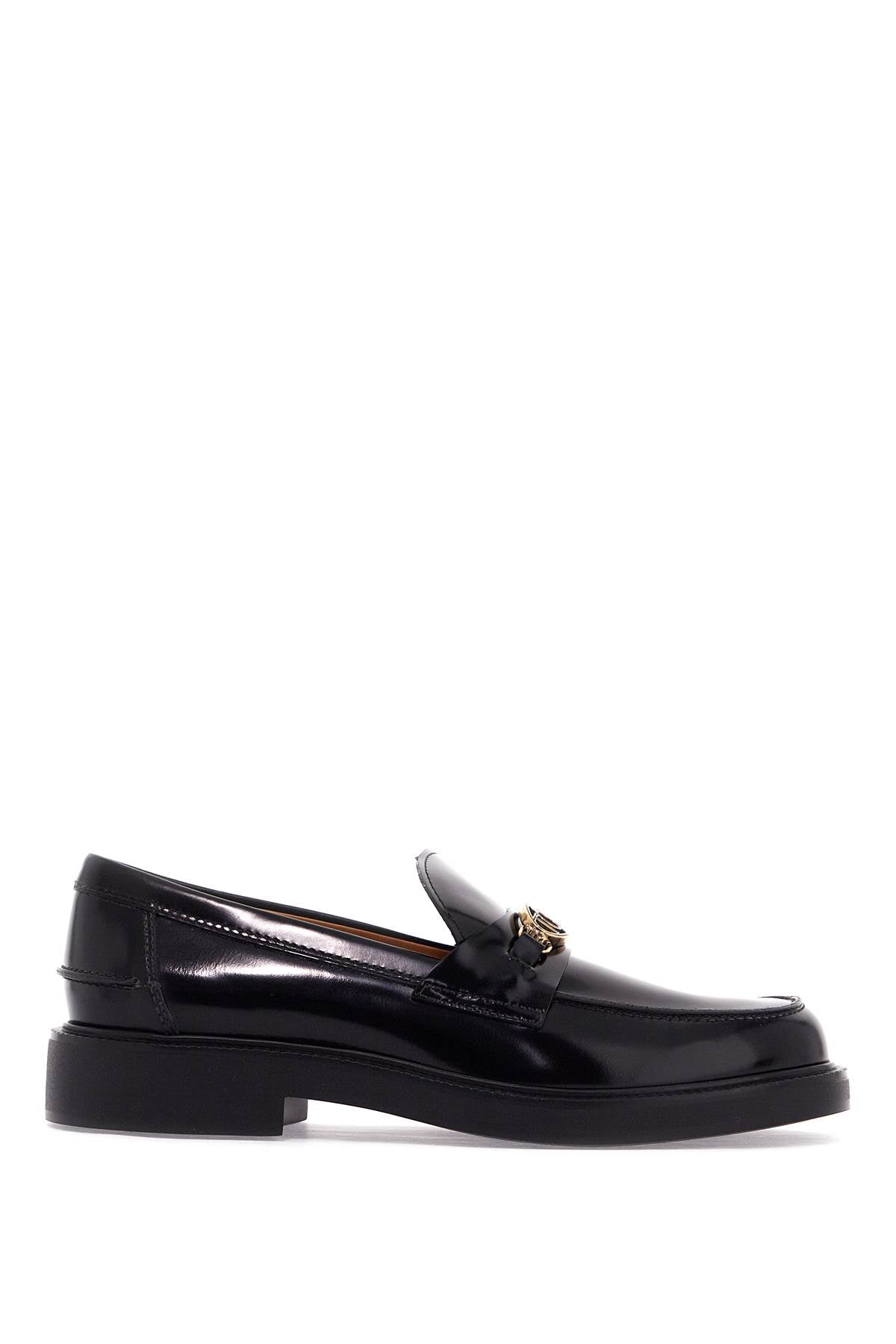 Metal Logo Loafers With Metal Detailing  - Black