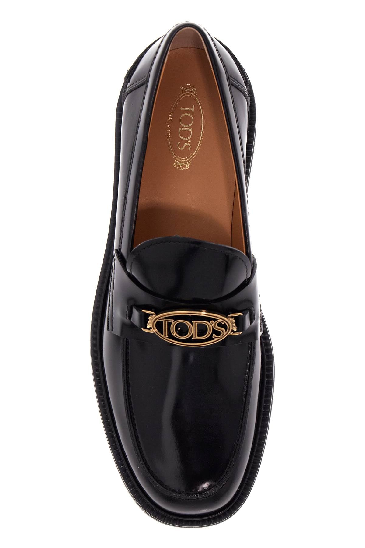 Metal Logo Loafers With Metal Detailing  - Black