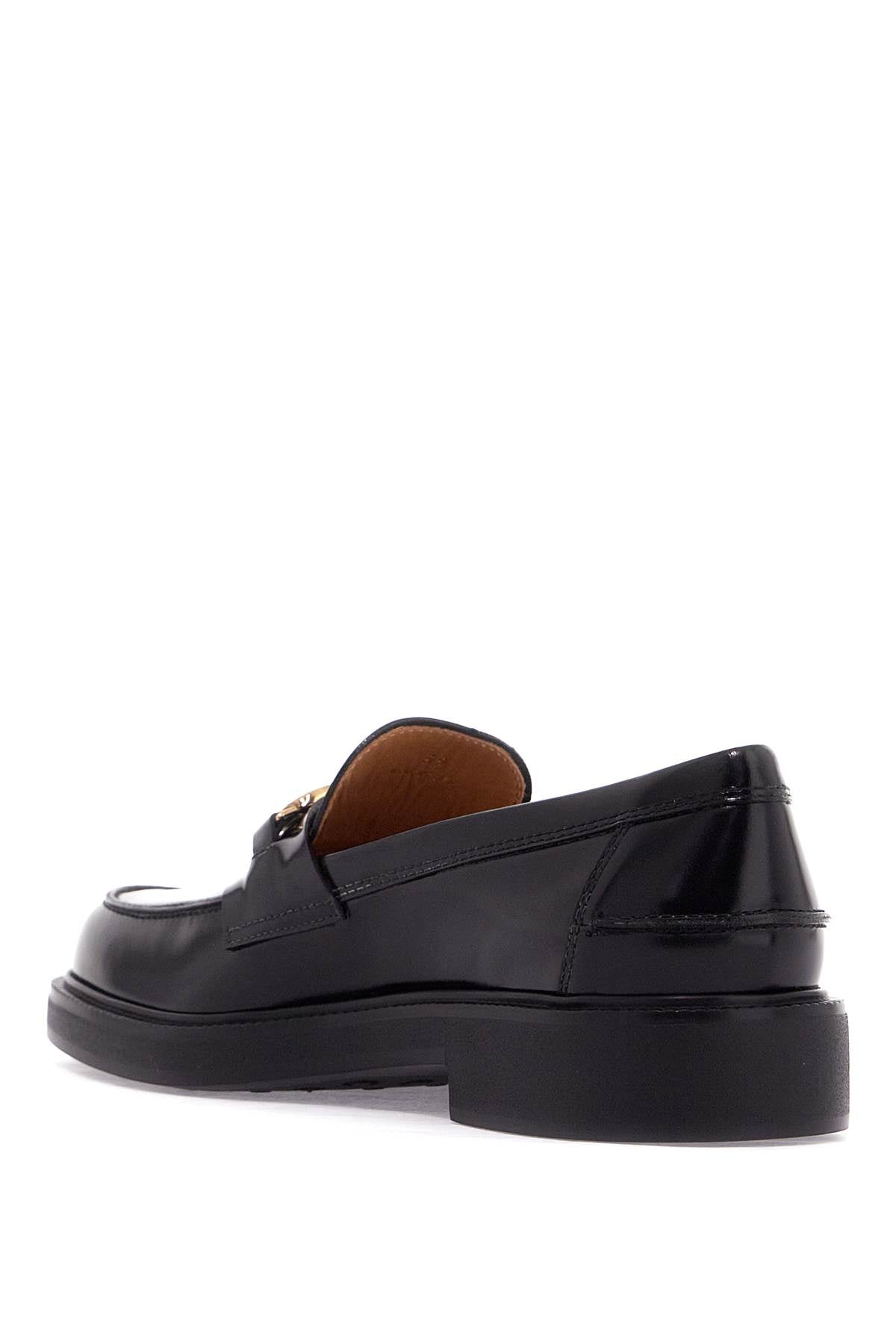 Metal Logo Loafers With Metal Detailing  - Black