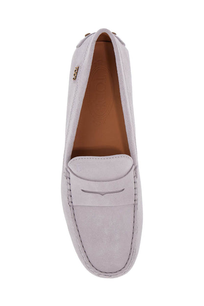 Light Grey Suede Leather Driving Moccasin  - Grey