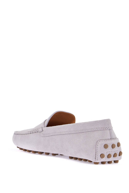 Light Grey Suede Leather Driving Moccasin  - Grey