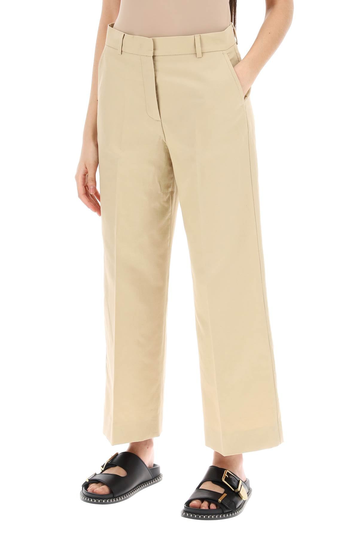 Trousers With Zirconia Embell  - Beige