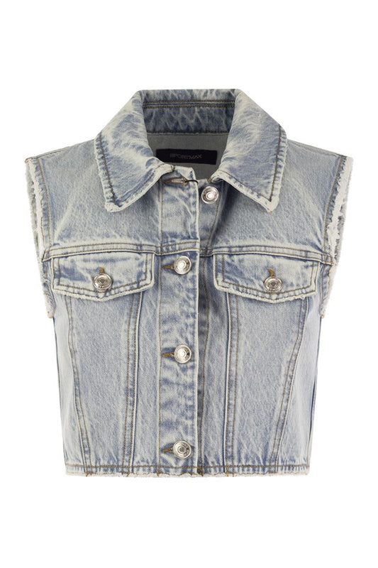 SCIRE - Cropped denim waistcoat