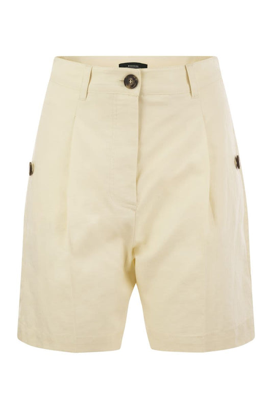 AFA1234 - Cotton and linen Bermuda shorts