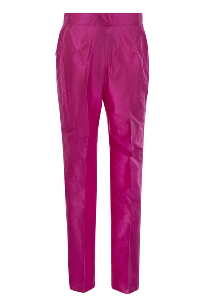 VALANGA - Straight silk shantung trousers