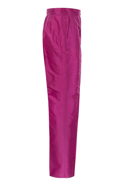 VALANGA - Straight silk shantung trousers