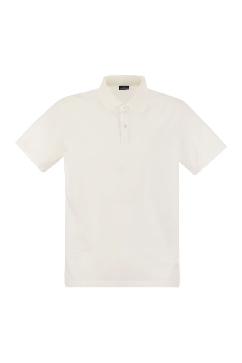 Garment-dyed pique cotton polo shirt