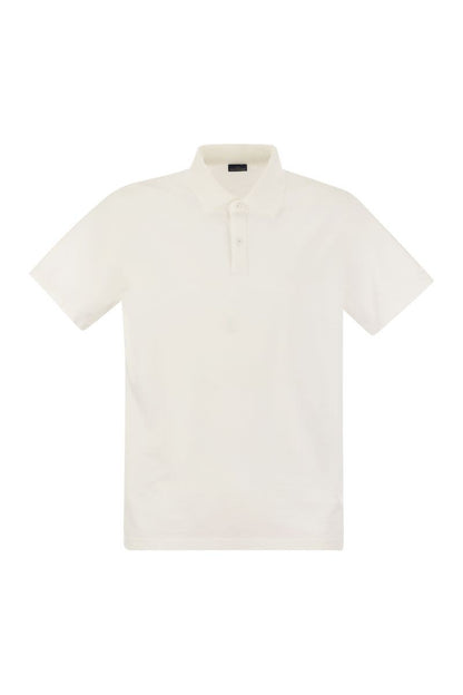 Garment-dyed pique cotton polo shirt