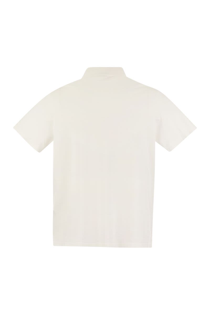 Garment-dyed pique cotton polo shirt